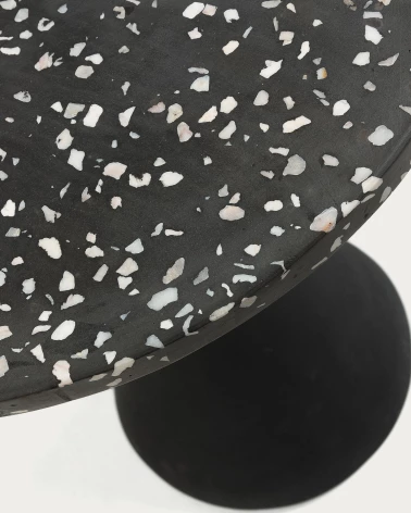Delano black terrazzo side table with steel legs in a black finish, Ă 40 cm