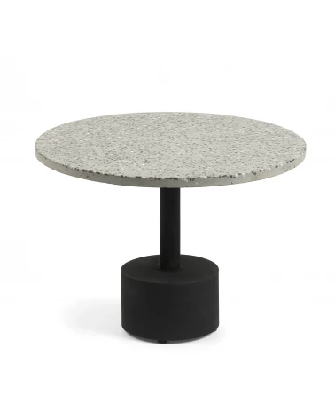 Delano grey terrazzo side table with steel legs in a black finish, Ă 55 cm