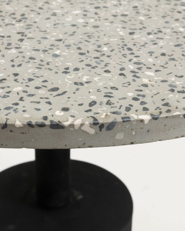 Delano grey terrazzo side table with steel legs in a black finish, Ă 55 cm