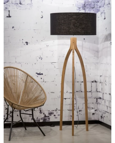 Stojaca lampa s  ľanovým tienidlom a bambusovými nohami Good&Mojo LAAV 85