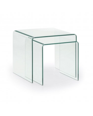 Burano nest of 2 glass tables