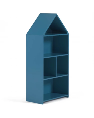 Celeste kidsâ€™ little house shelf unit in blue MDF 50 x 105 cm