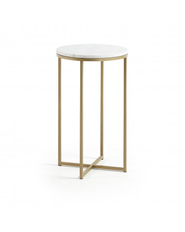 Sheffield side table in white marble and golden steel legs Ă 43 cm