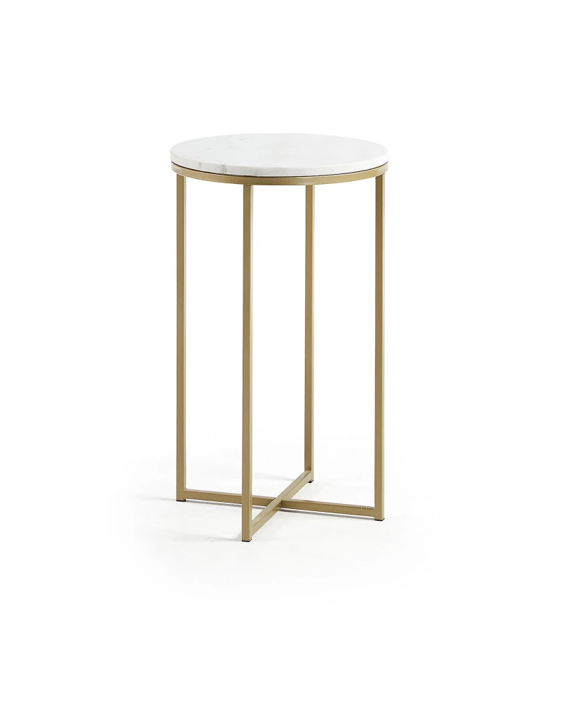 Sheffield side table in white marble and golden steel legs Ă 43 cm