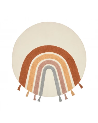 Tadea round rug, 100% cotton with a multicolour rainbow, 100 cm