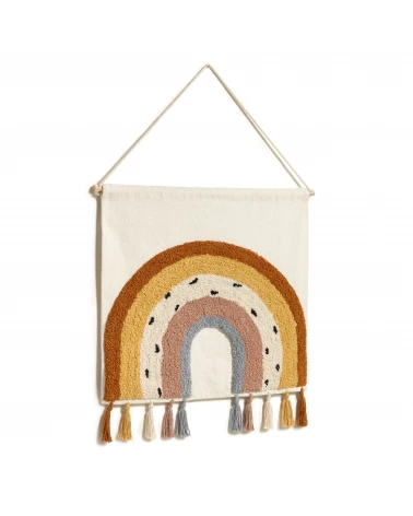 Tadea wall hanging, 100% cotton with a multicolour rainbow design, 60 x 52 cm