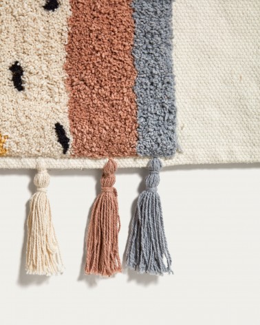 Tadea wall hanging, 100% cotton with a multicolour rainbow design, 60 x 52 cm