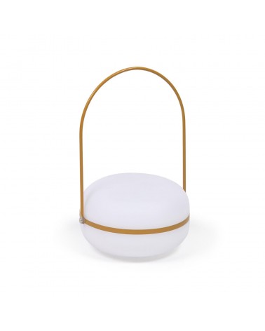 Tea table lamp in polythene and metal with mustard finish