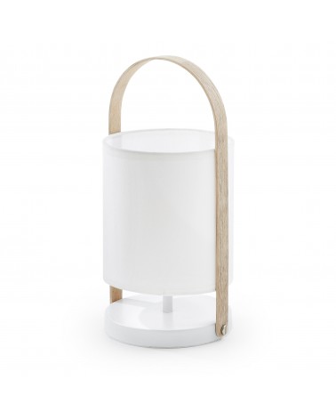 Zayma table lamp in beech wood and white cotton