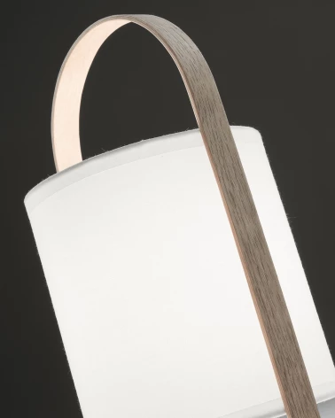 Zayma table lamp in beech wood and white cotton
