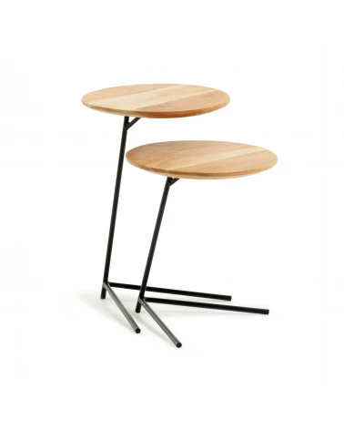 Asha set of 2 solid acacia wood and steel side table, Ă 40 cm / Ă 40 cm