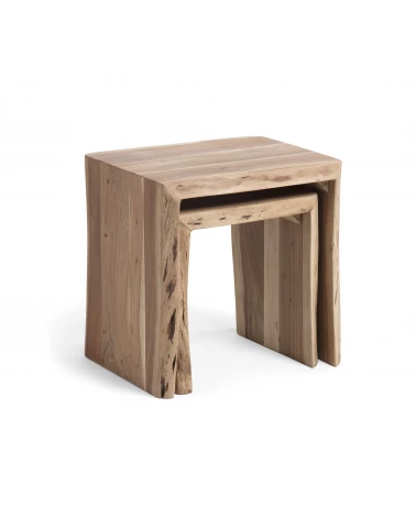 Zuleika set of 2 nesting side tables, made from solid acacia wood, 50 x 42 / 34 x 42 cm