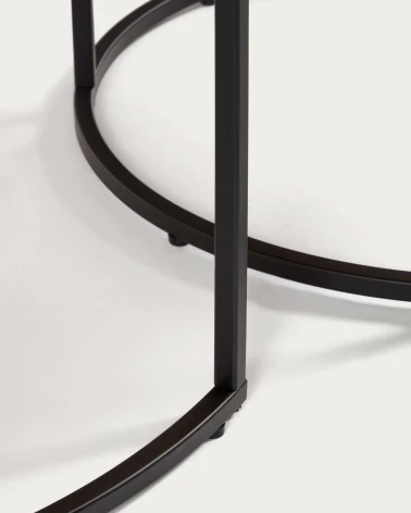 Yoana set of 2 nesting side tables with oak wood veneer & black metal, Ă 80 cm / Ă 50 cm