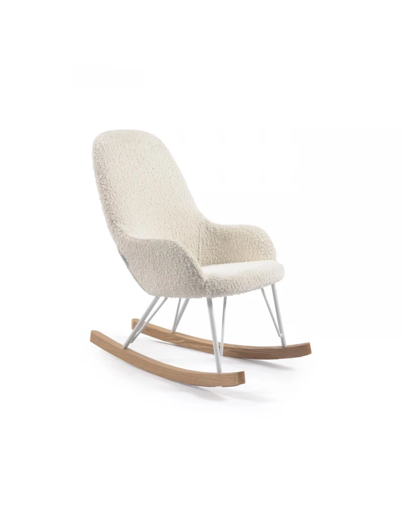 Joey childrenâ€™s rocking chair in white fleece
