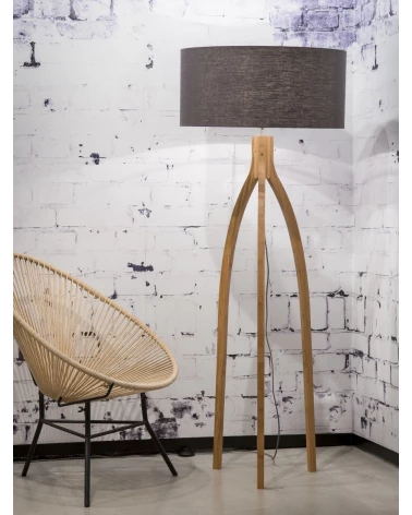 Stojaca lampa s  ľanovým tienidlom a bambusovými nohami Good&Mojo LAAV 89