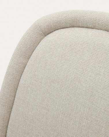 Aimin chair in beige chenille and steel legs with a matte beige painted finish