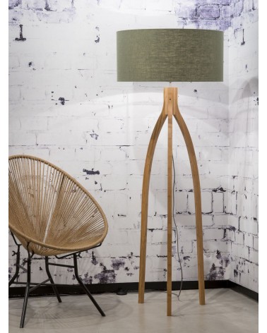 Stojaca lampa s  ľanovým tienidlom a bambusovými nohami Good&Mojo LAAV 91