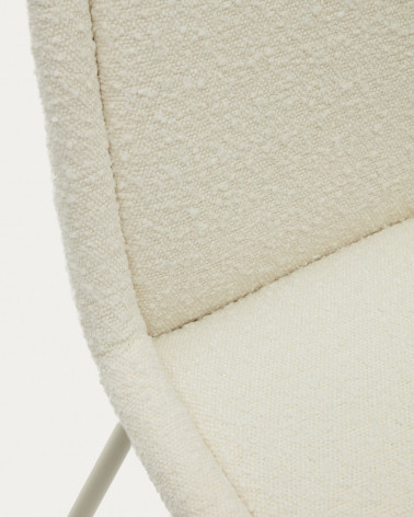 Aimin chair in white fleece and steel legs with a matte beige painted finish