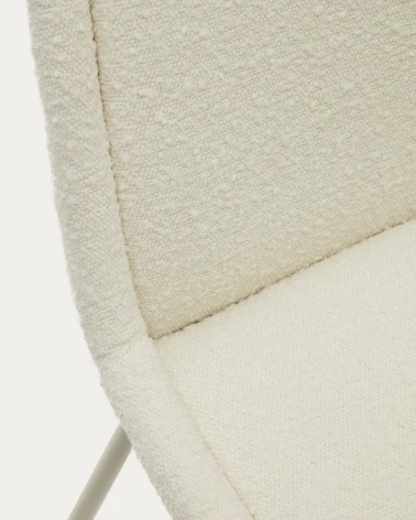 Aimin chair in white fleece and steel legs with a matte beige painted finish