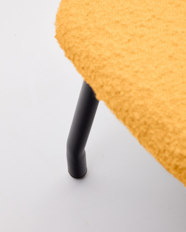 Belina footrest in mustard shearling and steel with black finish