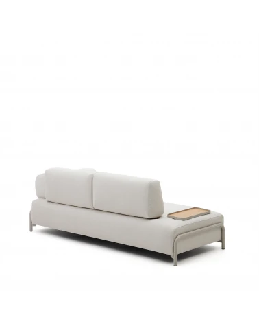 Compo 3-seater beige chenille sofa, small tray oak veneer and grey metal structure 232cm