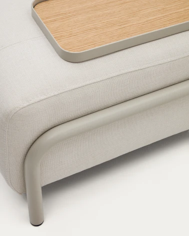 Compo 3-seater beige chenille sofa, small tray oak veneer and grey metal structure 232cm