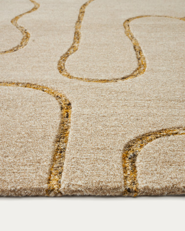 Magin wool rug in beige and mustard 160 x 230 cm