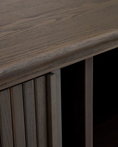 Mailen 2 door TV stand in ash veneer with a dark finish 200 x 50 cm
