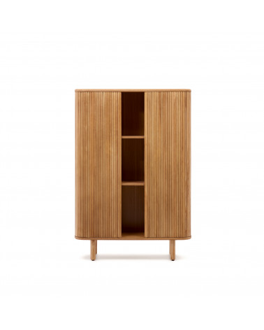 Mailen 2 door highboard in ash veneer with a natural finish 110 x 140 cm