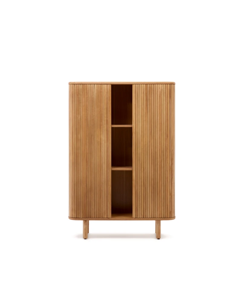 Mailen 2 door highboard in ash veneer with a natural finish 110 x 140 cm