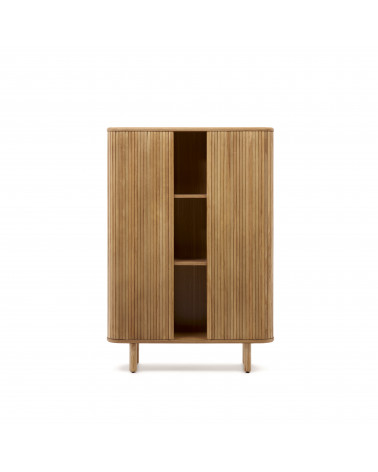 Mailen 2 door highboard in ash veneer with a natural finish 110 x 140 cm