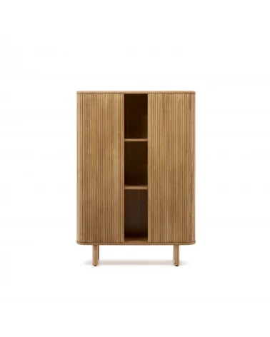 Mailen 2 door highboard in ash veneer with a natural finish 110 x 140 cm