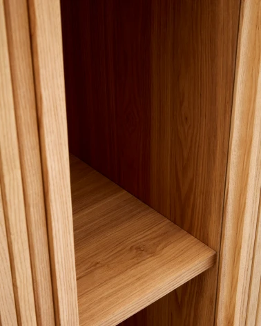 Mailen 2 door highboard in ash veneer with a natural finish 110 x 140 cm