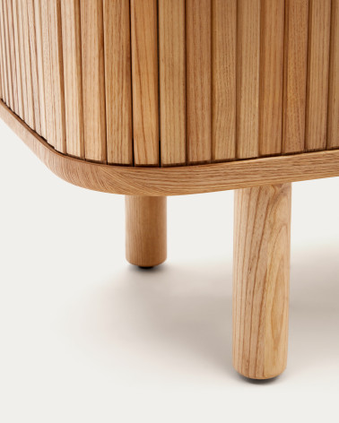 Mailen 2 door highboard in ash veneer with a natural finish 110 x 140 cm