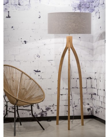 Stojaca lampa s  ľanovým tienidlom a bambusovými nohami Good&Mojo LAAV 94