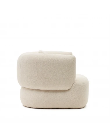Martina armchair in off-white shearling with cushion