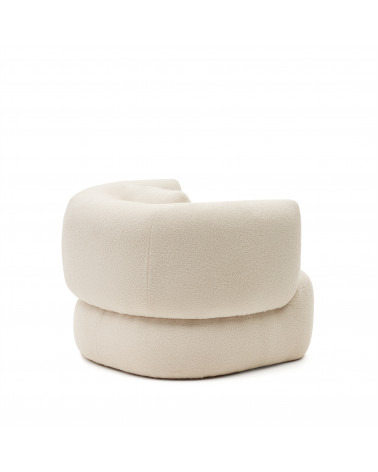 Martina armchair in off-white shearling with cushion