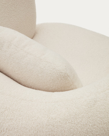 Martina armchair in off-white shearling with cushion