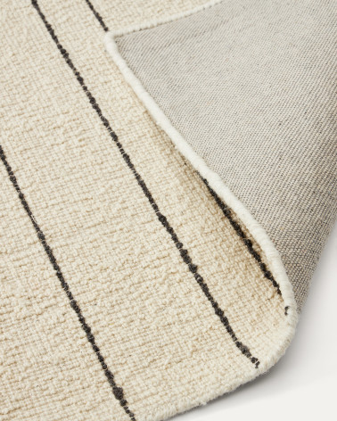 Micol beige wool rug with black stripes 160 x 230 cm