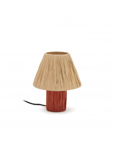 Pulmi table lamp in natural and terracotta raffia