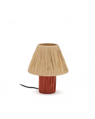 Pulmi table lamp in natural and terracotta raffia