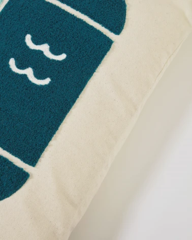 Samudra 100% cotton multi-coloured cushion cover with fish 30 x 50 cm