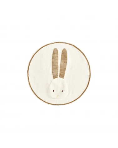 Yanil round beige cotton rabbit rug, Ă 100 cm