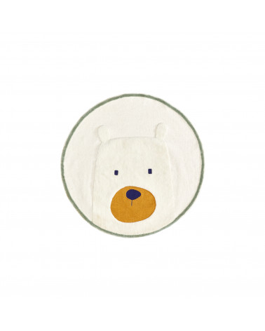 Zelda round white cotton bear rug, Ă 100 cm