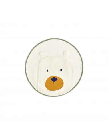 Zelda round white cotton bear rug, Ă 100 cm