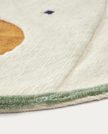 Zelda round white cotton bear rug, Ă 100 cm