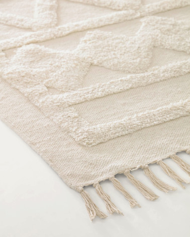 Dabria 100% cotton rug in beige 140 x 200 cm