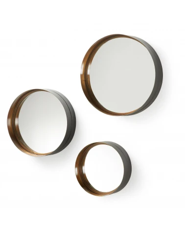 Wilton set of 3 mirrors in steel, Ă 35 cm / Ă 30 cm / Ă 23 cm