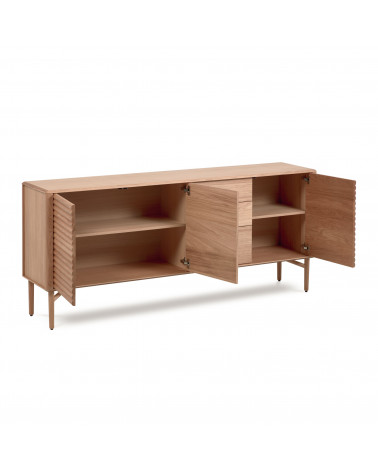 Lenon oak wood and veneer sideboard with 3 doors & 3 drawers, 200 x 86 cm FSC MIX Credit