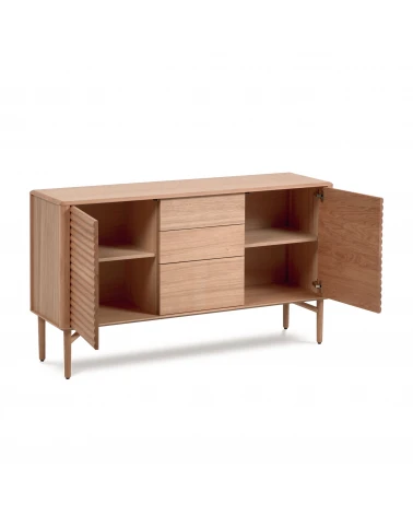 Lenon oak wood and veneer sideboard with 2 doors & 3 drawers, 155 x 86 cm FSC MIX Credit